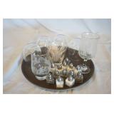 Serving Tray with variety of Glassware & individually wrapped toothpicks Serving Tray with variety of Glassware & individually wrapped toothpicks