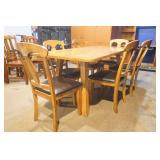 Wooden Dining Room Table and 6 Padded Chairs Wooden Dining Room Table and 6 Padded Chairs