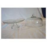 Glass Cake Pedestal Tray & Domed Lid Glass Cake Pedestal Tray & Domed Lid