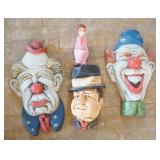 Vintage Plaster Clown Faces (Holland Mold & W.C. Fields) Vintage Plaster Clown Faces (Holland Mold & W.C. Fields)