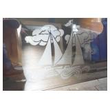 Etched Smoked Glass Sailboat Theme 68.5" by 28" Etched Smoked Glass Sailboat Theme 68.5" by 28"
