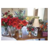 Artificial Flowers and Vases Lot Artificial Flowers and Vases Lot