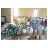 Artificial Flowers and Vases Lot Artificial Flowers and Vases Lot