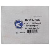 20 Coils - Siding Nails #H21492HDG Hammer strike  Fasteners, 2 1/4 x .092 Smooth HDG Siding Nail, 15 deg Plastic sheet coil 20 Coils - Siding Nails #H21492HDG Hammer strike  Fasteners, 2 1/4 x .092 Smooth HDG Siding Nail, 15 deg Plastic sheet coil