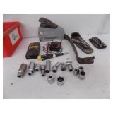 Tools - Sockets, Stud Finder, Power Shot Stapler, Multi Meter, 2 - Leatherman Tools - Sockets, Stud Finder, Power Shot Stapler, Multi Meter, 2 - Leatherman