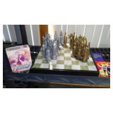 Marble Chess and Backgammon Board, Ceramic Knight, and More.