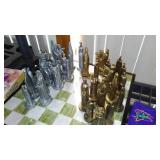 Marble Chess and Backgammon Board, Ceramic Knight, and More.