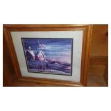Small Bench, Walking Stick, Framed Print.