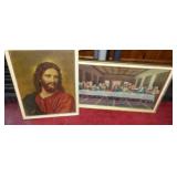 Vintage The Last Supper and Christ framed Prints.