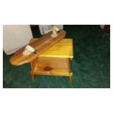 Handcrafted Wood Stool and Hooved Gun Rack.