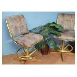 Chrome Kraft Swivel Bar Stools (2) and Plant.