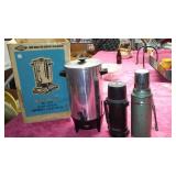 West Bend 36 cup Aluminum Coffee Maker and Thermos (2).