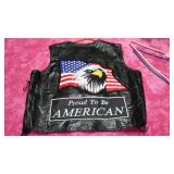 Leather Vest (XXL) Proud to be an American.