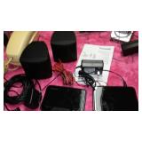Large Lot Electronics. Rear Speaker System, Phones VHS, DVD, Rewinders and More.