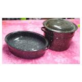 Speckled Enamel Canner and Covered Roaster.