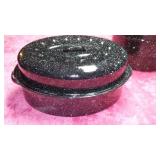 Speckled Enamel Canner and Covered Roaster.