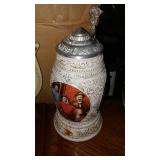 Anheuser Busch Steins (5) and Cast Keg Wagon  Beautiful, COA.