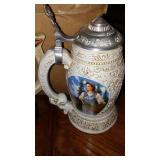 Anheuser Busch Steins (5) and Cast Keg Wagon  Beautiful, COA.