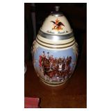 Anheuser Busch Steins (5) and Cast Keg Wagon  Beautiful, COA.