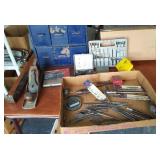 Assorted Bits, Vintage Parts Drawers, Pry Bar, Planer.