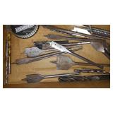 Assorted Bits, Vintage Parts Drawers, Pry Bar, Planer.