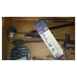 Assorted Bits, Vintage Parts Drawers, Pry Bar, Planer.