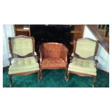 3 Cane Back Accent Chairs
