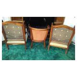 3 Cane Back Accent Chairs