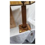 Stained Glass Lamp with Wood/Frame and Base (Cream Color) Stained Glass Lamp with Wood/Frame and Base (Cream Color)