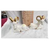Fitz and Floyd Ivory/Gold Ram Big Horn Sheep Pair Fitz and Floyd Ivory/Gold Ram Big Horn Sheep Pair