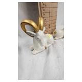 Fitz and Floyd Ivory/Gold Ram Big Horn Sheep Pair Fitz and Floyd Ivory/Gold Ram Big Horn Sheep Pair
