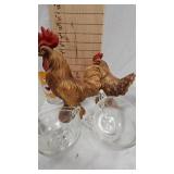 Lot includes Pair of Chicken Figures, Care Bear Glass, 4 Relish Dishes and Punch Cups Lot includes Pair of Chicken Figures, Care Bear Glass, 4 Relish Dishes and Punch Cups