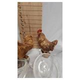 Lot includes Pair of Chicken Figures, Care Bear Glass, 4 Relish Dishes and Punch Cups Lot includes Pair of Chicken Figures, Care Bear Glass, 4 Relish Dishes and Punch Cups