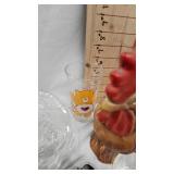 Lot includes Pair of Chicken Figures, Care Bear Glass, 4 Relish Dishes and Punch Cups Lot includes Pair of Chicken Figures, Care Bear Glass, 4 Relish Dishes and Punch Cups
