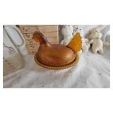 Evenflo Glass Measuring Pitcher, Indiana Glass Hen on a Nest Evenflo Glass Measuring Pitcher, Indiana Glass Hen on a Nest