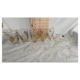 Libby Frosted Glass Tumblers with Gold Leaf Design from the 60 Libby Frosted Glass Tumblers with Gold Leaf Design from the 60