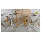 Libby Frosted Glass Tumblers with Gold Leaf Design from the 60 Libby Frosted Glass Tumblers with Gold Leaf Design from the 60