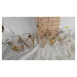 Libby Frosted Glass Tumblers with Gold Leaf Design from the 60 Libby Frosted Glass Tumblers with Gold Leaf Design from the 60