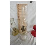 Lot of 3 Oil Lamps with Chimneys in Good Condition Lot of 3 Oil Lamps with Chimneys in Good Condition