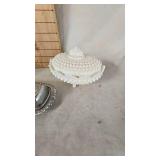 Fenton Milk Glass Hobnail Candy Dish, Blue Covered Dish, and Butter Holder Fenton Milk Glass Hobnail Candy Dish, Blue Covered Dish, and Butter Holder