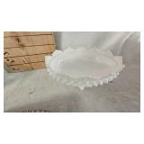Fenton Milk Glass Hobnail Candy Dish, Blue Covered Dish, and Butter Holder Fenton Milk Glass Hobnail Candy Dish, Blue Covered Dish, and Butter Holder