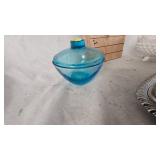 Fenton Milk Glass Hobnail Candy Dish, Blue Covered Dish, and Butter Holder Fenton Milk Glass Hobnail Candy Dish, Blue Covered Dish, and Butter Holder