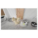 Squirrel Planter, Chicken Nesting Dish, Sugar/Creamer Squirrel Planter, Chicken Nesting Dish, Sugar/Creamer