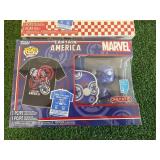 Funko POP Seinfield No Soup For You & Captain America Both with T Shirts