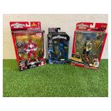 Power Rangers Armored Super Mega Silver Ranger, Armored Mighty Morphin Red Ranger & Legacy Collection Blue Ranger