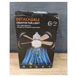 Socket Fan Light with Double Layer Shade Ceiling Fans with Remote and App Contro 3 Colors Wood Color - Brand New