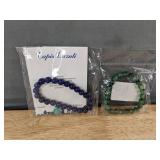 Lapis Lazuli and Jade Bead Elastic Bracelets - Brand New