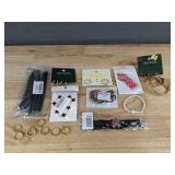 Fashion Jewelry assortment - chokers, earrings, bracelets, necklaces, 7 gold-plated rings - Brand New
