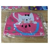 5 Piece Kids Swim Caps, Assorted Designs, Size Small - Brand New