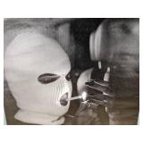 Black and White Canvas Poster 16" x 24" Masked Smoking Female Figure - Brand New
